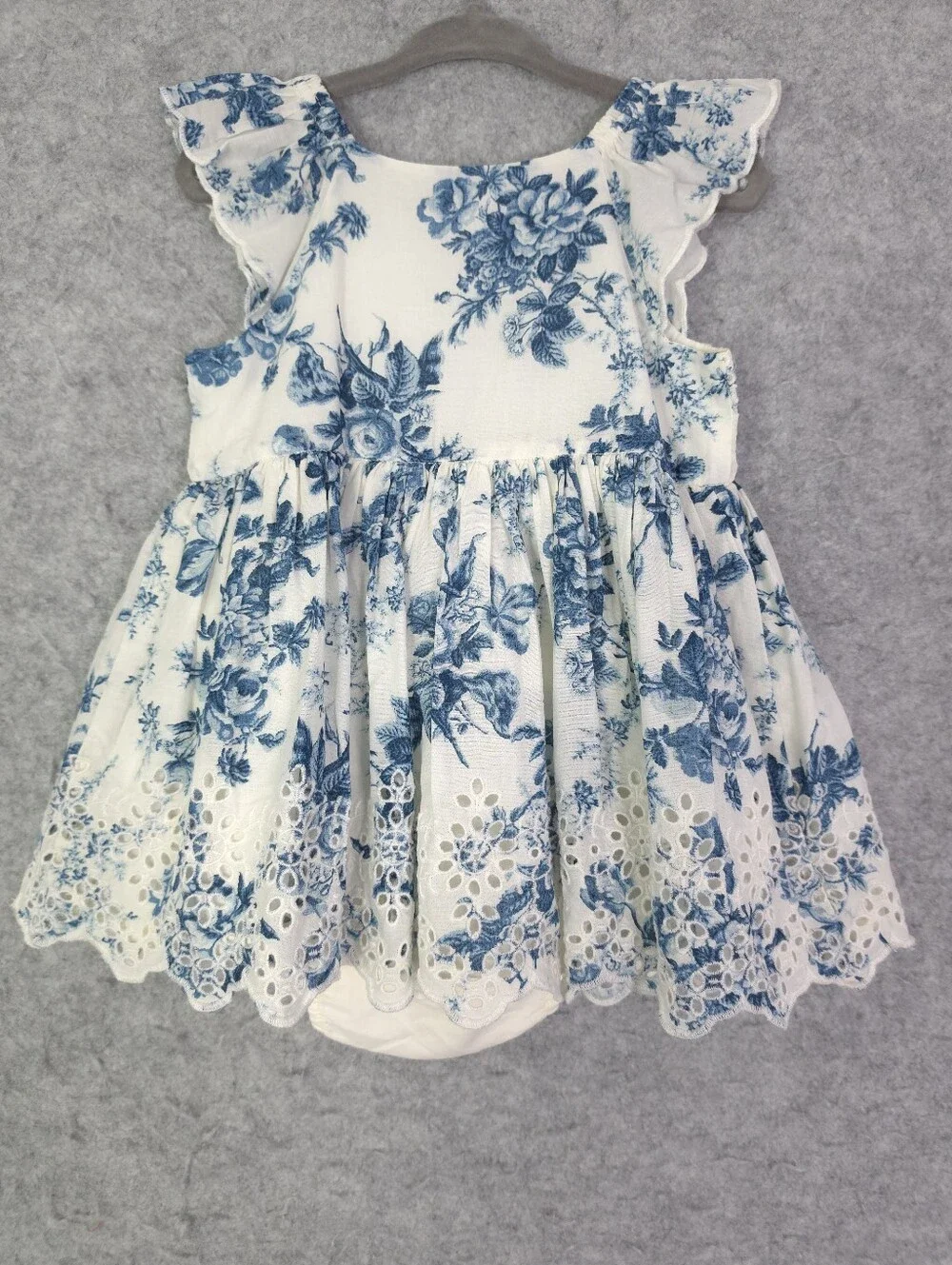 Gap × LoveShackFancy Baby Floral Eyelet Dress in White and Blue Floral Print